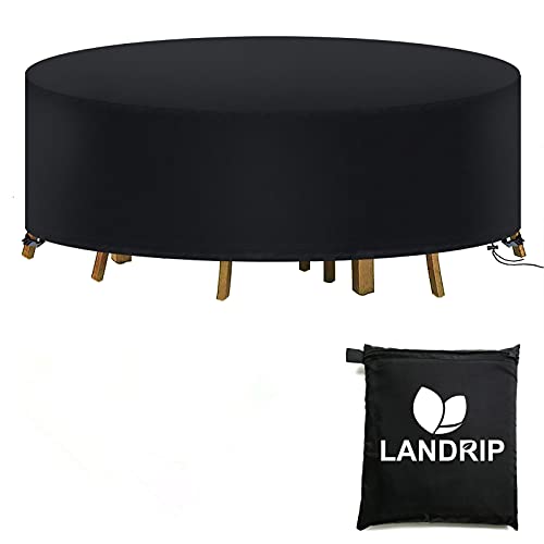 Landrip Housse de Jardin Ronde Protection Imperméable Coupe-Vent Anti-UV Résistant à la Déchirure 420D Oxford Bache Table, 230x100cm