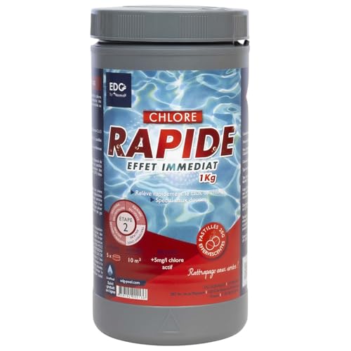 EDENEA - Comprimé Chlore Rapide Piscine - Chlore Choc - Pastilles - Boite 1kg - Pastilles 20g - Effet Immediat - EDG