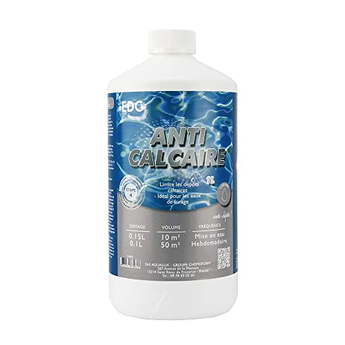 EDENEA - Anti-Calcaire Liquide 1L | Anti-Tartre & Anti-Eau Laiteuse | Protège Liner, Coque et Filtre | Prévention Calcaire Piscine et Spa | Haute Performance