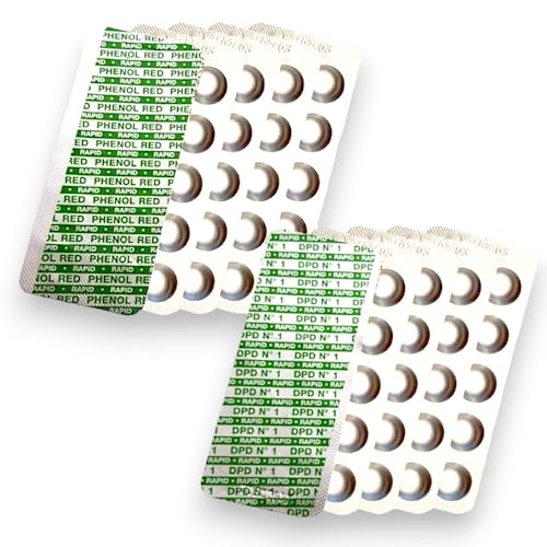 Recharge de pastilles de test pour piscine et SPA | Measure PH e Chlore | 50x pH Phenol Red | 50x DPD1 Chlore libre | rapide | pour testeur d'eau et de piscine | Accessoires de Piscine